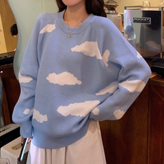 lindo suéter de manga larga delgado con estampado de nubes al por mayor nihaojewelry