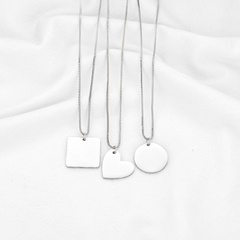fashion geometric round square heart pendant stainless steel necklace wholesale Nihaojewelry