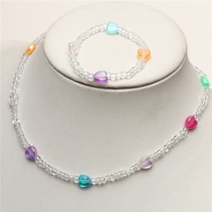 Heart Shape Five-pointed Star Crystal Beaded Children Necklace Bracelet Set Jewelry Necklace Nihaojewelry