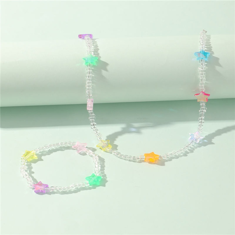 Bijoux Fantaisie Parures Bijoux | Forme De Coeur ToileCinq Branches Cristal Perl Enfants Collier Bracelet Ensemble Bijoux Collier Nihaojewelry - NC10277