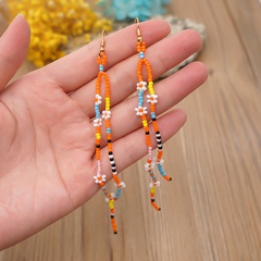 Bohemian style hand-woven color daisy beaded tassel earrings wholesale nihaojewelry