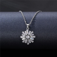 Korean style micro-inlaid zircon three-dimensional snowflake pendant clavicle chain wholesale Nihaojewelry