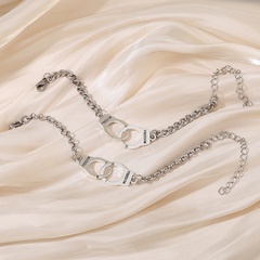 fashion pearl chain alloy handcuffs shape bracelet jewelry wholesale Nihaojewelry
