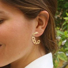 hollow chain C-shaped stud earrings wholesale nihaojewelry