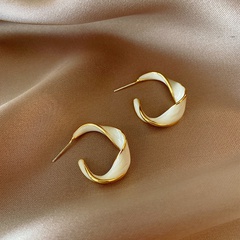 white dripping oil irregular spiral C-shaped earrings wholesale nihaojewelry
