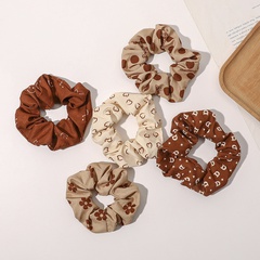 Korean style color polka dot flower print hair scrunchies wholesale nihaojewelry