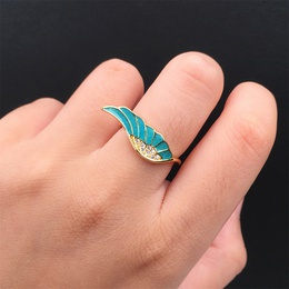 vintage fashion micro zircon colored oil dripping copper wing opening ring wholesale nihaojewelrypicture12