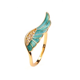vintage fashion micro zircon colored oil dripping copper wing opening ring wholesale nihaojewelrypicture15