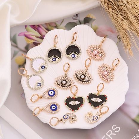 pendientes de ojo de perla de diamantes completos retro al por mayor Nihaojewelry's discount tags