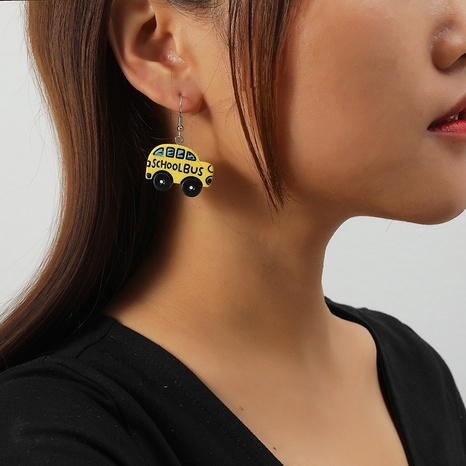 cute cartoon simulation school bus pendant earrings wholesale nihaojewelry's discount tags