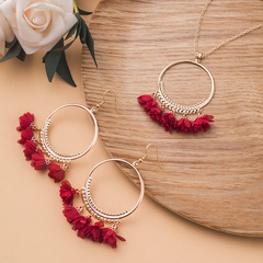 tassel geometric large circle flower long necklace earrings set wholesale jewelry Nihaojewelry