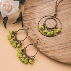 gland géométrique cercle fleur long collier boucles d'oreilles ensemble bijoux en gros Nihaojewelry