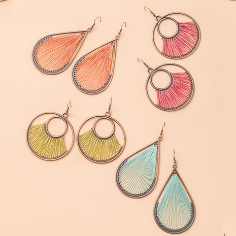 ethnic tassel leaf winding turquoise earrings set wholesale Nihaojewelry's discount tags