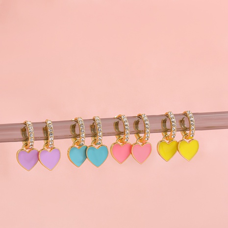 retro color heart pendant ear clip wholesale Nihaojewelry's discount tags