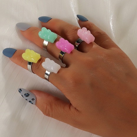 anillo de oso multicolor de resina de color sólido simple de moda al por mayor nihaojewelry's discount tags