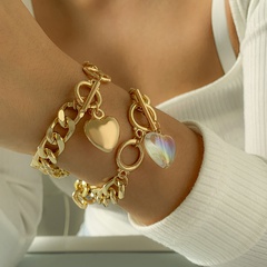 fashion alloy geometric heart-shaped OT clasp bracelet set wholesale jewelry Nihaojewelry