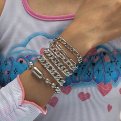 fashion geometric metal chain multi-layer set bracelet wholesale jewelry Nihaojewelry