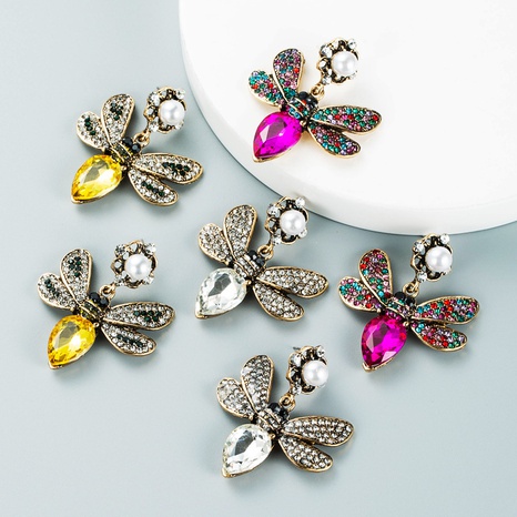 retro color diamond butterfly pearl earrings wholesale Nihaojewelry's discount tags
