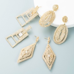 fashion geometric alloy inlaid rhinestone glass water drop earring wholesale Nihaojewelry