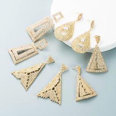 fashion hollow alloy inlaid rhinestone triangle earrings wholesale Nihaojewelry