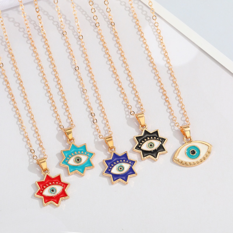 fashion eightpointed star eye pendent alloy necklace wholesale Nihaojewelry