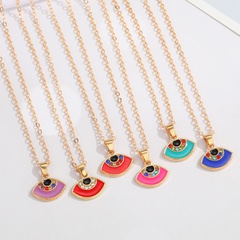 retro semicircle colorful diamond pendent alloy necklace wholesale Nihaojewelry
