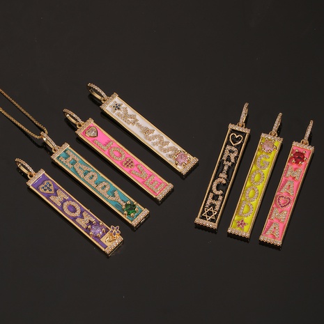 collier pendentif longue lettre zircon couleur mode en gros en gros Nihaojewelry's discount tags