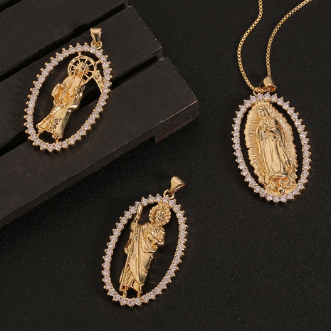 Nouveau collier pendentif Madonna of Death en zircon incrusté en gros Nihaojewelry's discount tags
