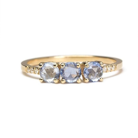 18K moda azul claro con incrustaciones de circón anillo de cobre al por mayor nihaojewelry's discount tags