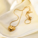 fashion stainless steel heartshaped 18K goldplated zircon inlaid necklace wholesale Nihaojewelrypicture12