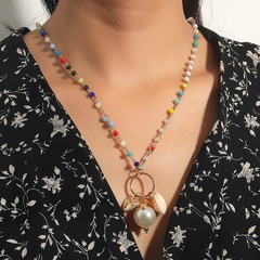 Bohemian trend woven shell beaded pendant long crystal necklace wholesale Nihaojewelry