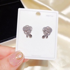 Korean zircon micro-inlaid rose flower earrings wholesale Nihaojewelry