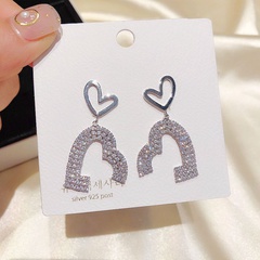 fashion super flash zircon micro inlaid heart-shaped earrings wholesale Nihaojewelry