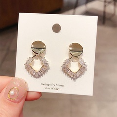 Korean flash hollow zircon copper earrings wholesale Nihaojewelry
