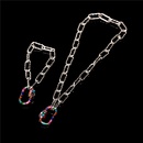 retro copper screw buckle heart bracelet necklace set wholesale Nihaojewelrypicture23