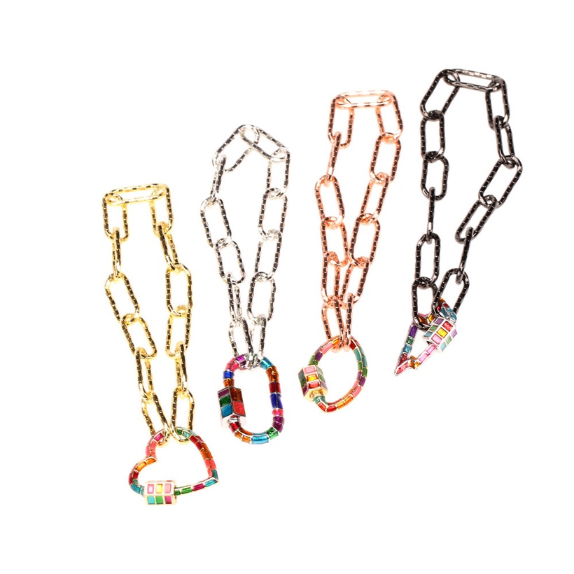 Bijoux Fantaisie Parures Bijoux | Ensemble De Collier De Bracelet CoeurBoucleVis En Cuivre Rtro En Gros Nihaojewelry - DD44749
