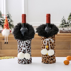 Hong Kong Love Christmas Ball Fur Collar Bottle Cover Desktop Table Leopard Champagne Wine Gift Box Decorations Arrangement Wholesale