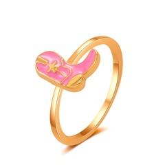 Cross-Border New Arrival Dripping Oil Love Heart-Shaped Ring Europe and America Creative Colorful Oil Necklace Boots Simple Bracelet Ring Rings Little Finger Ring Women