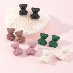 Ez3806 Nizhu New Ins Sweet Cool Teddy Bear Ear Studs Earrings Lovely Soft Cute Colorful Bear Earrings