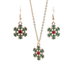 Color de Navidad Copo de nieve Colgante Collar Pendiente Conjunto de 2 piezas Joyería al por mayor Nihaojewelry