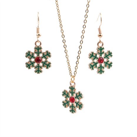 Color de Navidad Copo de nieve Colgante Collar Pendiente Conjunto de 2 piezas Joyería al por mayor Nihaojewelry's discount tags