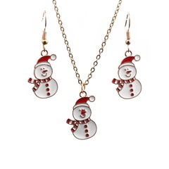Christmas Gift Snowman Alloy Earrings Necklace Set wholesale jewelry Nihaojewelry
