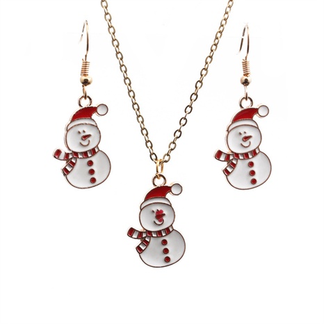 Regalo de Navidad Muñeco de nieve Aleación Pendientes Collar Conjunto joyería al por mayor Nihaojewelry's discount tags