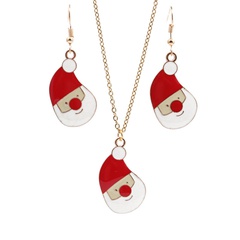 Christmas hat snowman fashion alloy necklace earrings two-piece set wholesale jewelry Nihaojewelry