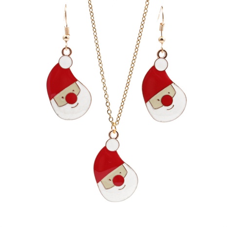Sombrero de navidad muñeco de nieve moda aleación collar pendientes conjunto de dos piezas joyería al por mayor Nihaojewelry's discount tags