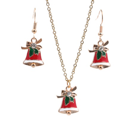 color campana de Navidad colgante collar pendiente conjunto de 2 piezas joyería al por mayor Nihaojewelry's discount tags