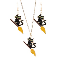 Halloween Fashion Cat Earrings Necklace Set wholesale jewelry Nihaojewelry