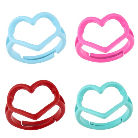 fashion hollow heart candy color dripping oil geometric copper ring wholesale nihaojewelry NHAS419542's discount tags
