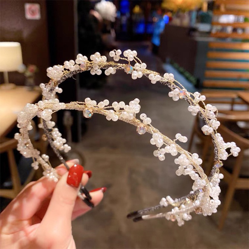 retro pearl flower double headband wholesale Nihaojewelry