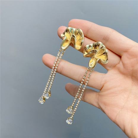 alloy flower long tassel inlaid diamond earrings wholesale jewelry Nihaojewelry's discount tags